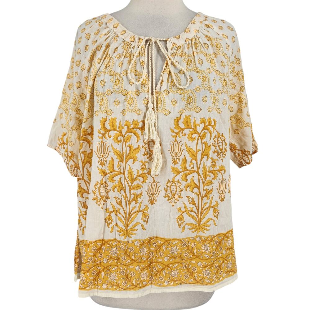 Cynthia Rowley Cotton Floral Paisley Blouse Top Size Large